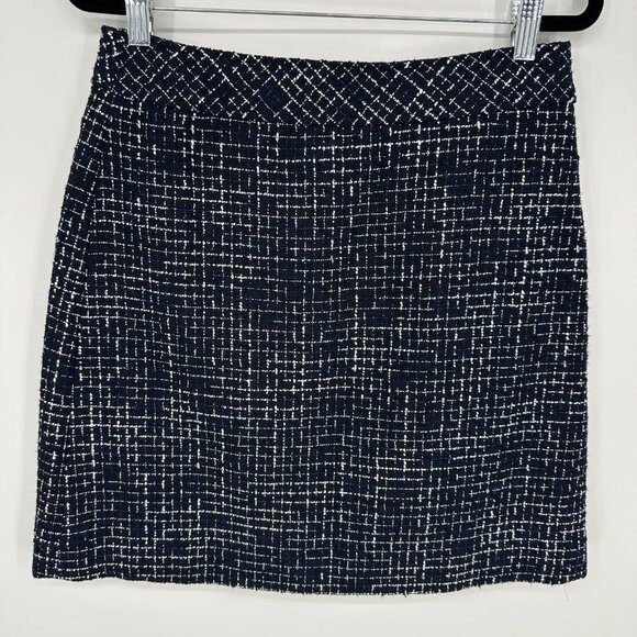 3/$25 J. Crew Tweed Mini Skirt 4 Plaid Short Black Blue - Picture 3 of 9